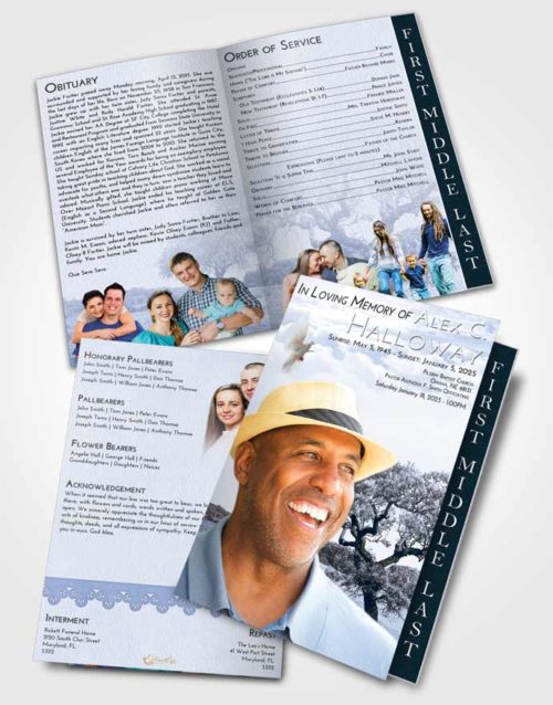 2 Page Graduated Step Fold Funeral Program Template Brochure Splendid Loving Leaves