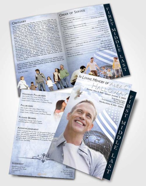 2 Page Graduated Step Fold Funeral Program Template Brochure Splendid Loving Veteran