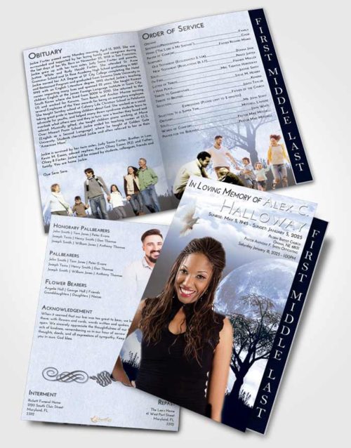 2 Page Graduated Step Fold Funeral Program Template Brochure Splendid Moon Peace