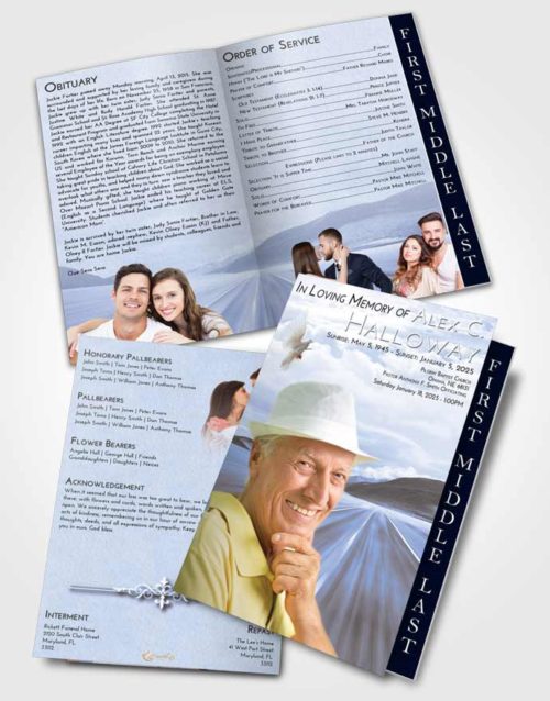 2 Page Graduated Step Fold Funeral Program Template Brochure Splendid Morning Highway