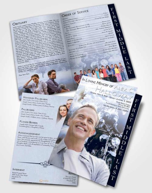 2 Page Graduated Step Fold Funeral Program Template Brochure Splendid Motorcycle Days