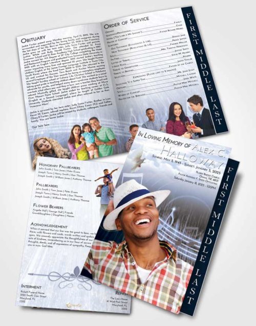 2 Page Graduated Step Fold Funeral Program Template Brochure Splendid Music Peace