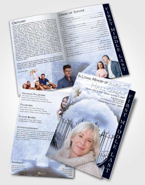 2 Page Graduated Step Fold Funeral Program Template Brochure Splendid Mystical Gates of Heaven