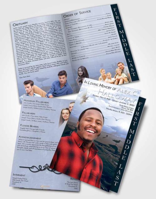 2 Page Graduated Step Fold Funeral Program Template Brochure Splendid Natural Beach