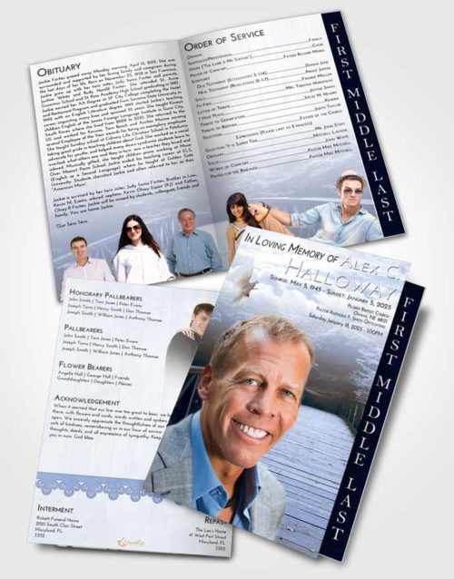 2 Page Graduated Step Fold Funeral Program Template Brochure Splendid Nature Bridge Walk