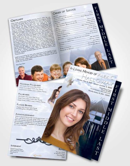2 Page Graduated Step Fold Funeral Program Template Brochure Splendid Ocean Living