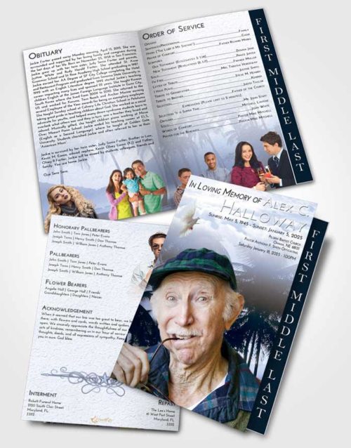 2 Page Graduated Step Fold Funeral Program Template Brochure Splendid Palm Paradise