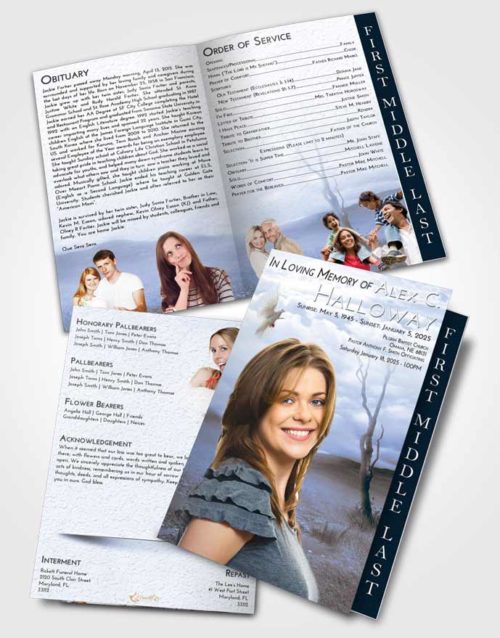 2 Page Graduated Step Fold Funeral Program Template Brochure Splendid Peaceful Fall