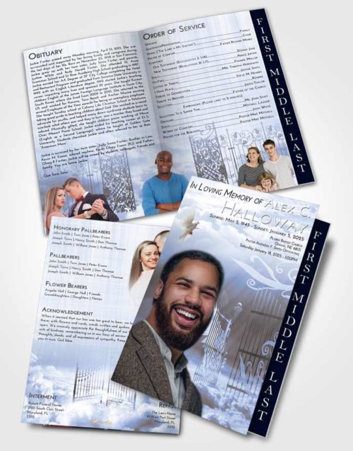 2 Page Graduated Step Fold Funeral Program Template Brochure Splendid Precious Gates to Heaven