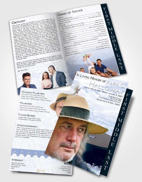 2 Page Graduated Step Fold Funeral Program Template Brochure Splendid Puck of Honor
