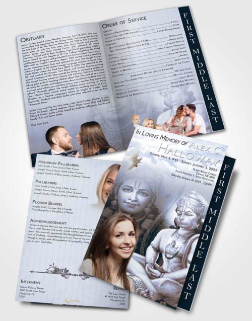 2 Page Graduated Step Fold Funeral Program Template Brochure Splendid Ram Bhakth Hanuman
