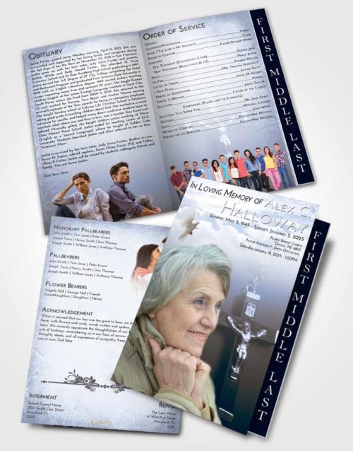 2 Page Graduated Step Fold Funeral Program Template Brochure Splendid Rosary Love