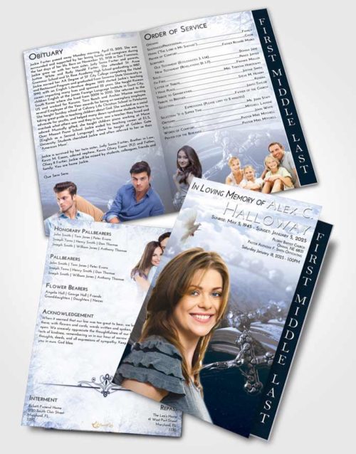 2 Page Graduated Step Fold Funeral Program Template Brochure Splendid Rosary Prayer