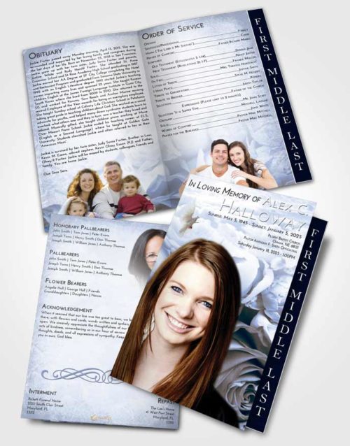 2 Page Graduated Step Fold Funeral Program Template Brochure Splendid Rose Magic