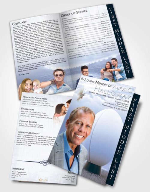 2 Page Graduated Step Fold Funeral Program Template Brochure Splendid Rugby Honor
