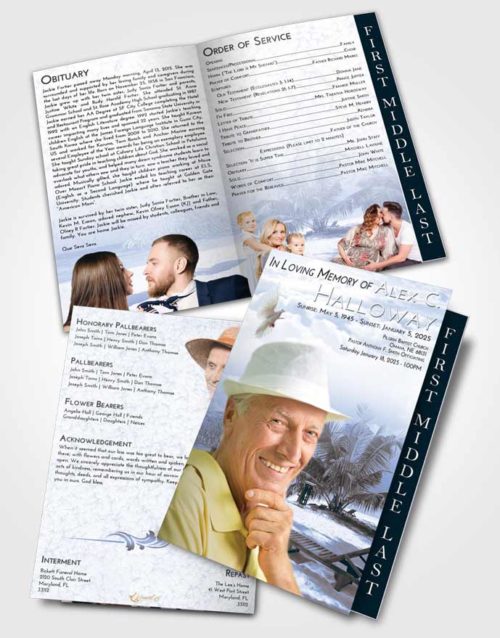 2 Page Graduated Step Fold Funeral Program Template Brochure Splendid Sandy Beach