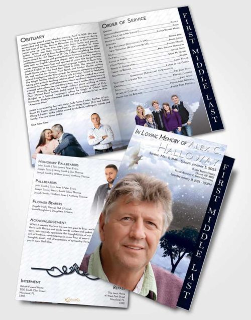 2 Page Graduated Step Fold Funeral Program Template Brochure Splendid Scenic Sky