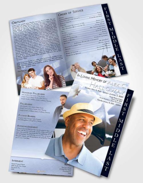 2 Page Graduated Step Fold Funeral Program Template Brochure Splendid Service Honor