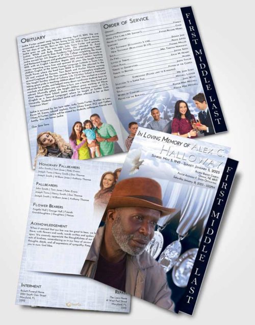 2 Page Graduated Step Fold Funeral Program Template Brochure Splendid Service Reward