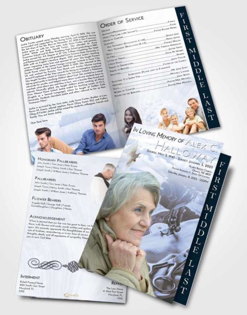 2 Page Graduated Step Fold Funeral Program Template Brochure Splendid Sewing Love