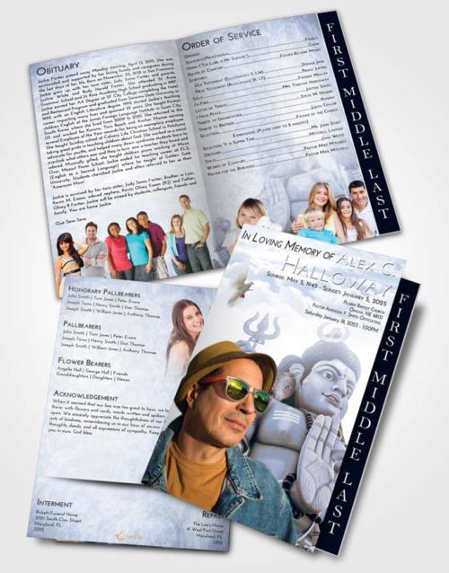 2 Page Graduated Step Fold Funeral Program Template Brochure Splendid Shiva Divinity