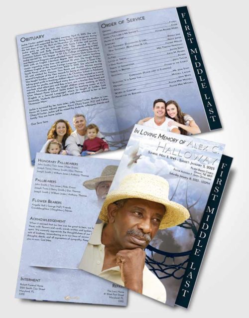 2 Page Graduated Step Fold Funeral Program Template Brochure Splendid Sky Ball
