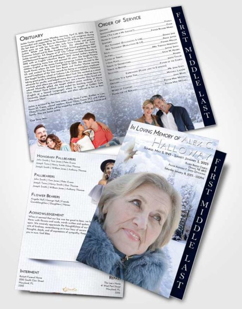 2 Page Graduated Step Fold Funeral Program Template Brochure Splendid Snow Garden