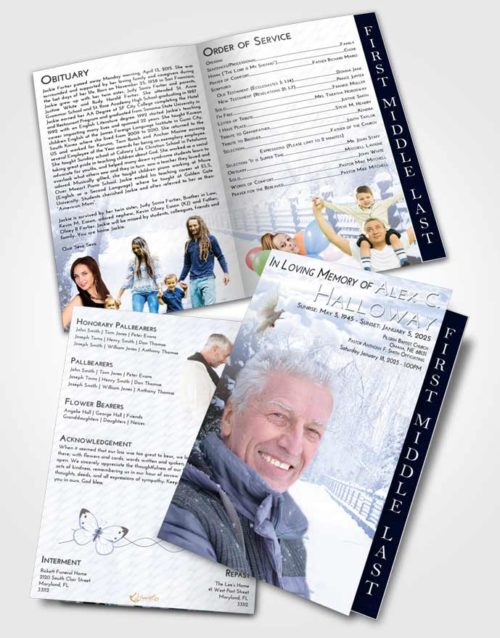 2 Page Graduated Step Fold Funeral Program Template Brochure Splendid Snow Walk