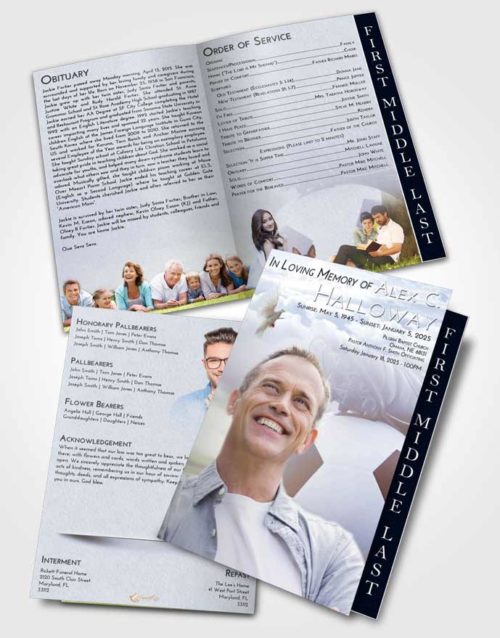 2 Page Graduated Step Fold Funeral Program Template Brochure Splendid Soccer Cleats