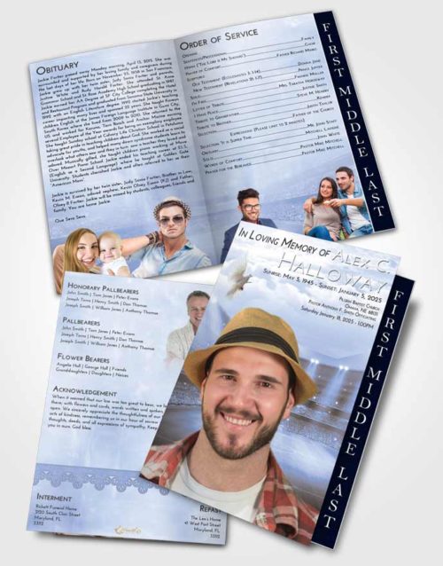 2 Page Graduated Step Fold Funeral Program Template Brochure Splendid Soccer Stadium
