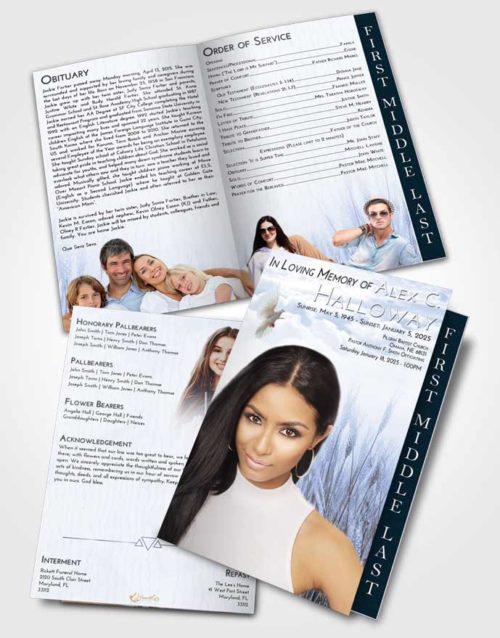 2 Page Graduated Step Fold Funeral Program Template Brochure Splendid Soft Wheat