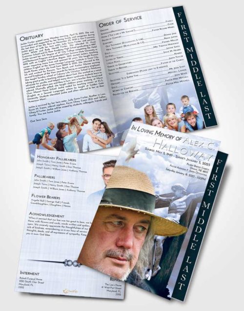 2 Page Graduated Step Fold Funeral Program Template Brochure Splendid Spiritual Cross