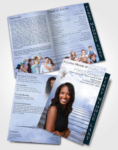 2 Page Graduated Step Fold Funeral Program Template Brochure Splendid Stairway Into the Sky