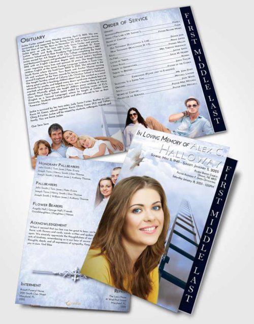 2 Page Graduated Step Fold Funeral Program Template Brochure Splendid Stairway to Forever