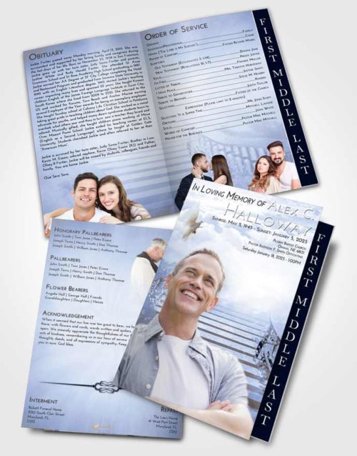2 Page Graduated Step Fold Funeral Program Template Brochure Splendid Stairway to Freedom