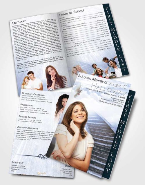 2 Page Graduated Step Fold Funeral Program Template Brochure Splendid Stairway to Magnificence