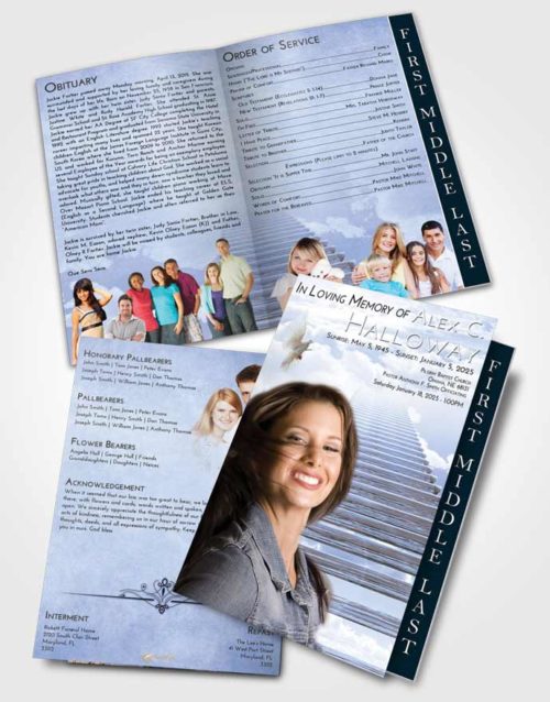 2 Page Graduated Step Fold Funeral Program Template Brochure Splendid Steps to Heaven