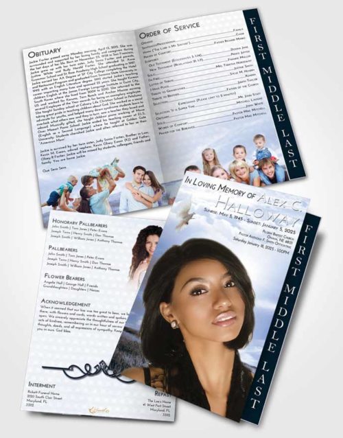 2 Page Graduated Step Fold Funeral Program Template Brochure Splendid Summer Fields