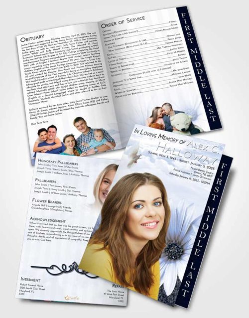 2 Page Graduated Step Fold Funeral Program Template Brochure Splendid Summer Flower