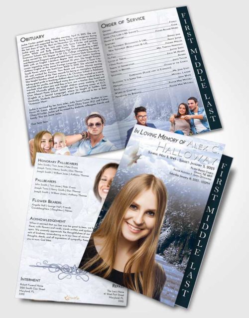 2 Page Graduated Step Fold Funeral Program Template Brochure Splendid Summer Forest