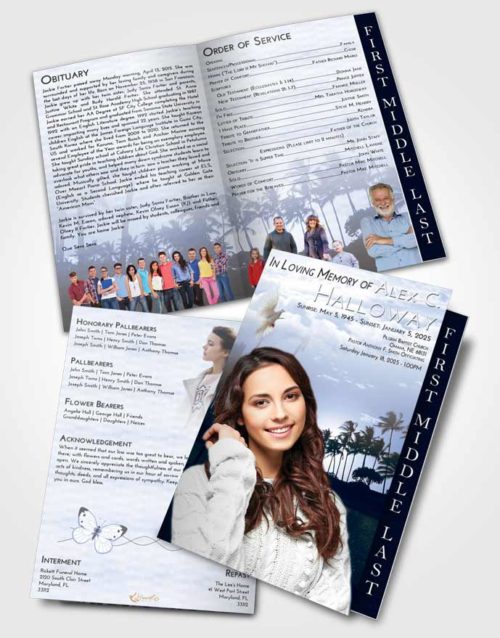2 Page Graduated Step Fold Funeral Program Template Brochure Splendid Summer Palms