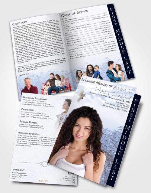 2 Page Graduated Step Fold Funeral Program Template Brochure Splendid Summer Wheat