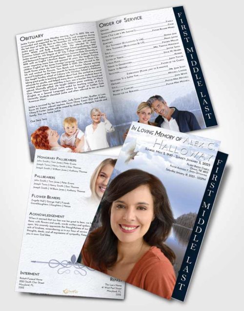 2 Page Graduated Step Fold Funeral Program Template Brochure Splendid Sun Blaze