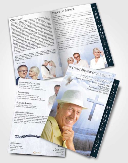 2 Page Graduated Step Fold Funeral Program Template Brochure Splendid The Cross of Life