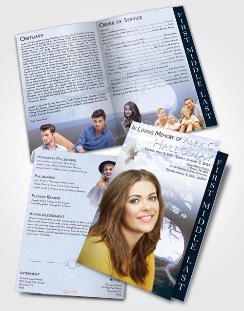 2 Page Graduated Step Fold Funeral Program Template Brochure Splendid Tree Serenity