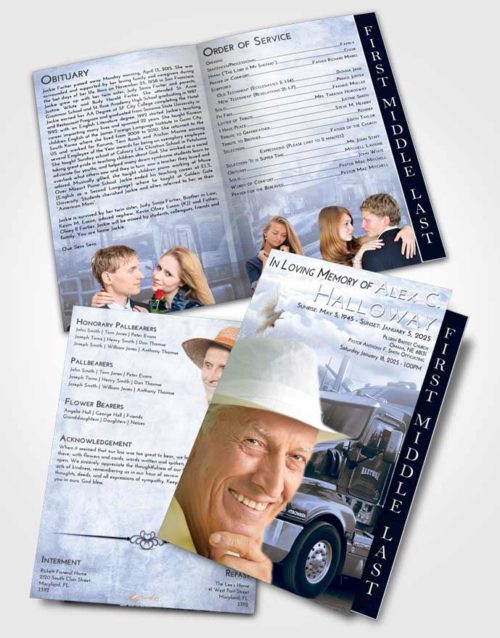 2 Page Graduated Step Fold Funeral Program Template Brochure Splendid Trucker Days
