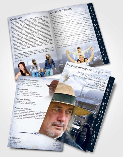 2 Page Graduated Step Fold Funeral Program Template Brochure Splendid Trucker Drive