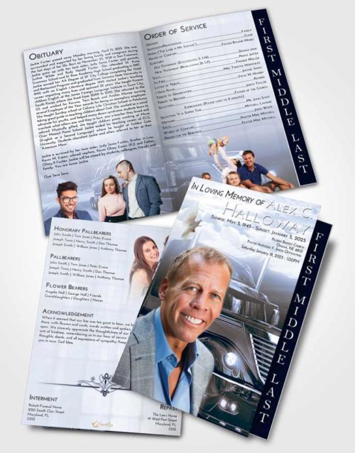 2 Page Graduated Step Fold Funeral Program Template Brochure Splendid Trucker Life