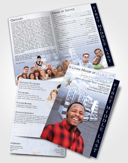 2 Page Graduated Step Fold Funeral Program Template Brochure Splendid USA