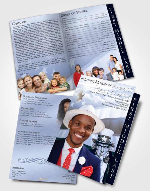 2 Page Graduated Step Fold Funeral Program Template Brochure Splendid Uncle Sam